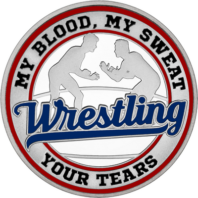 Navy Blue "Wrestling" with Maroon Outer Circular Borders